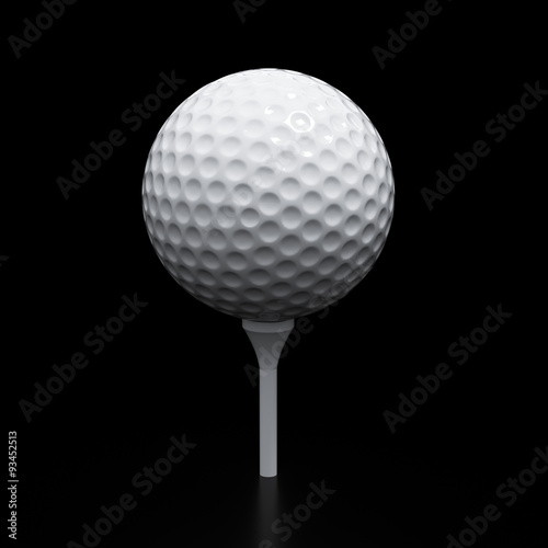 Golf ball on tee isolated with clipping path