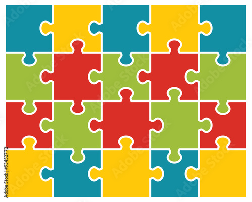 Illustration of colorful shiny puzzle, separate pieces