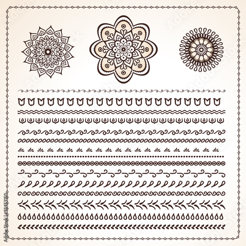 Set of pattern brushes in ethnic style