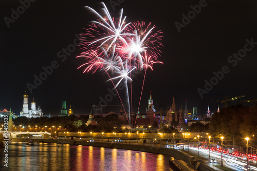 Festive fireworks over the Moscow Kremlin, Russia © Shchipkova Elena