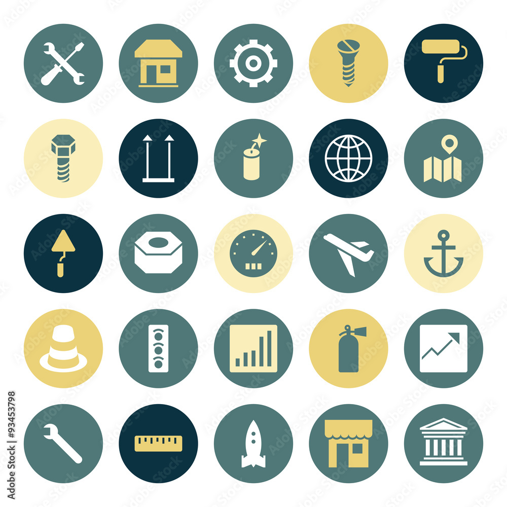 Flat design icons for industrial Flat design icons for industrial