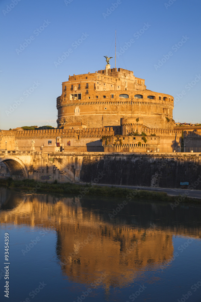 View of St. Angelo bridge over the River Tiber and Castle St. Angelo (Hadrian's Mausoleum), Rome, Lazio View of St. Angelo bridge over the River Tiber and Castle St. Angelo (Hadrian's Mausoleum), Rome, Lazio
