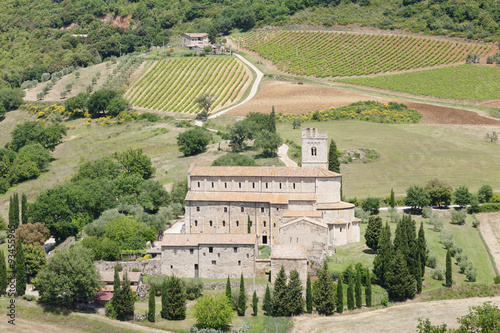 Sant Antimo Abbey, monastery, Castelnuovo dell'Abate, near Montalcino, Val d'Orcia (Orcia Valley), Siena Province, Tuscany photo