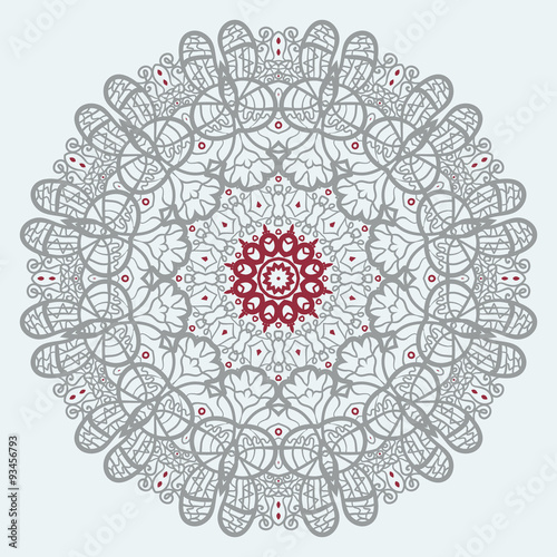 Mandala Print in red and grey color