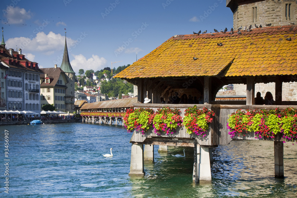 Wooden bridge in Lucerne (Europe - Switzerland)