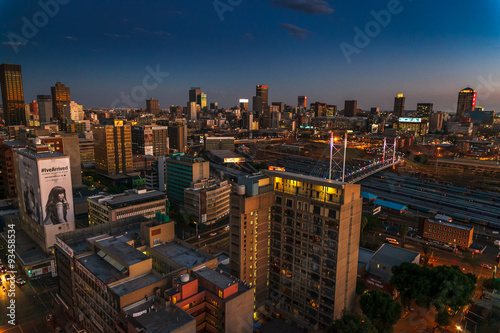 Johannesburg city centre at sunset.