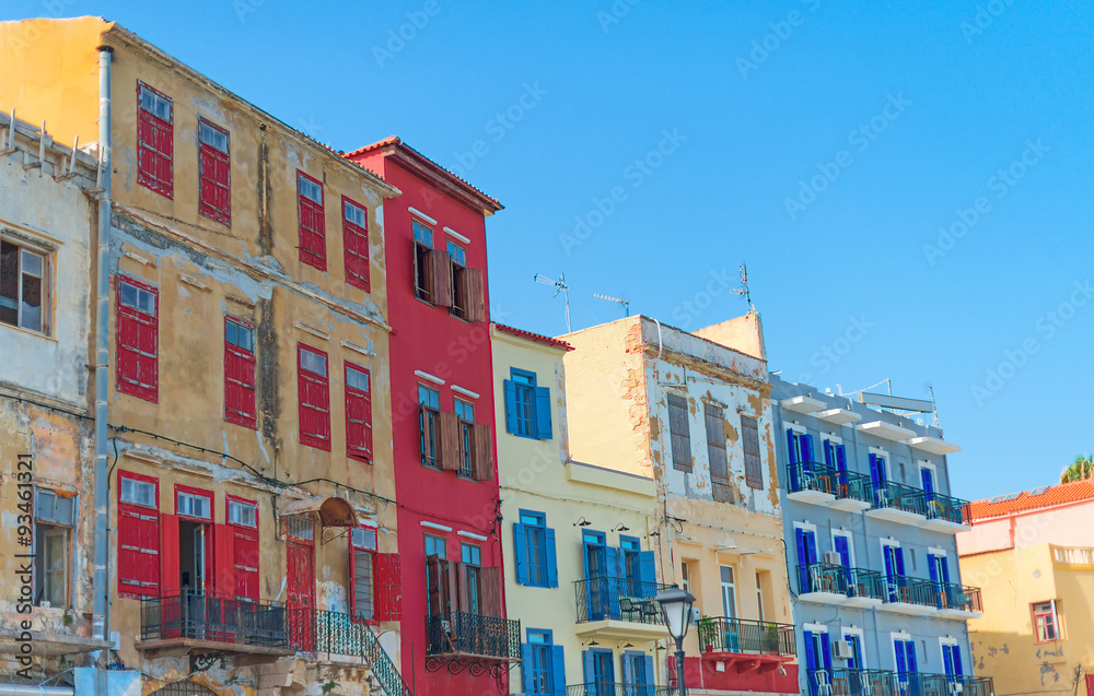 Colorful old houses on the street. Colorful old houses on the street.