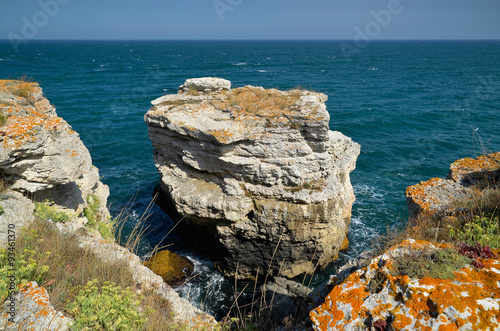 Picturesque rocky coastline in Yailata, Bulgaria photo