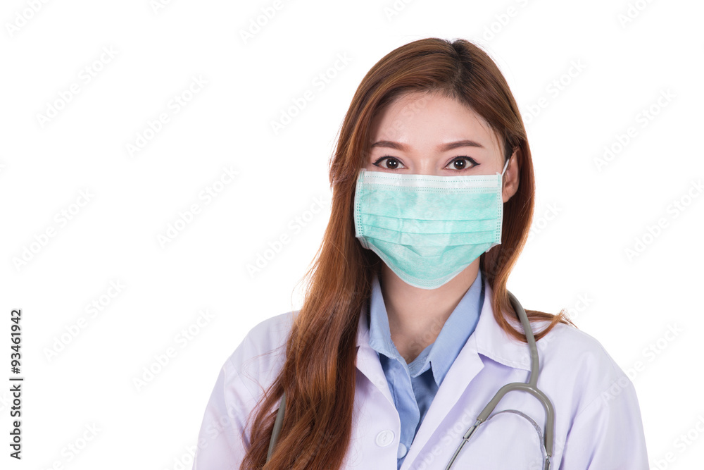 Female doctor with mask and stethoscope Female doctor with mask and stethoscope