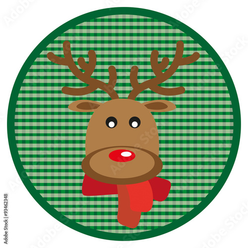 Round dark green Button moose on white background