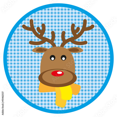 Round light blue Button moose on white background