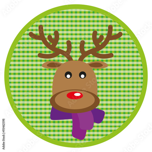 Round light green Button moose on white background
