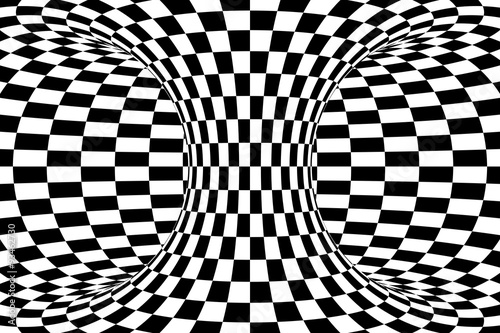 Black and White Checkered Torus Abstract Background