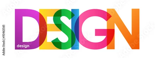 Panel kuchenny z motywem "DESIGN” overlapping vector letters icon (multicoloured) 