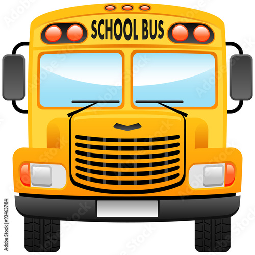 School bus vector illustration, front view.