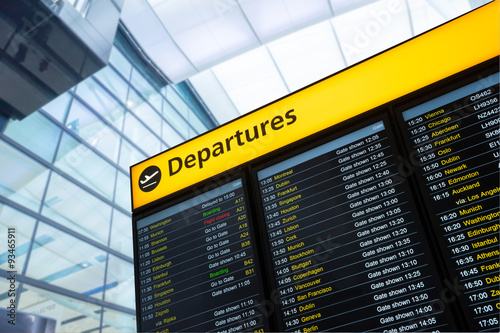 Flight information, arrival, departure at the airport, London, E photo