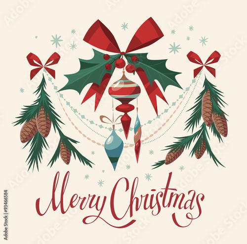 Christmas decorations isolated elements. Vector image.