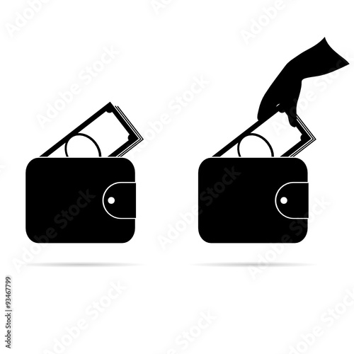wallet with money black vector