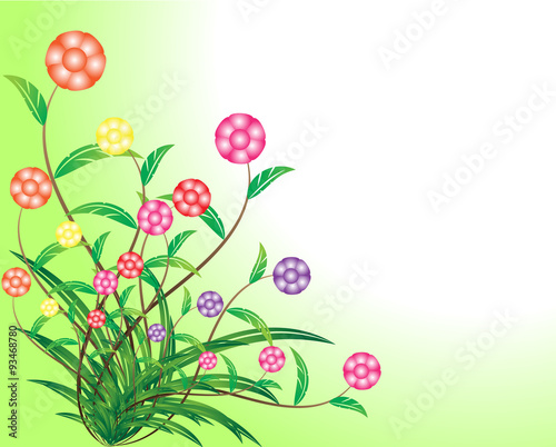 Fototapeta Naklejka Na Ścianę i Meble -  Colorful flowers on green background