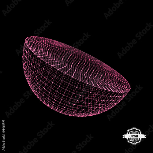 Half-sphere. Molecular lattice. Connection structure. 3d Vector