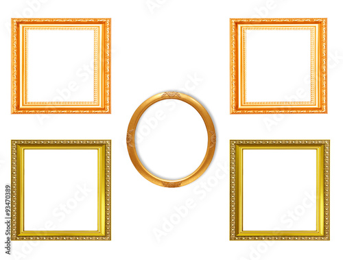 Set of golden vintage frame isolated on white background