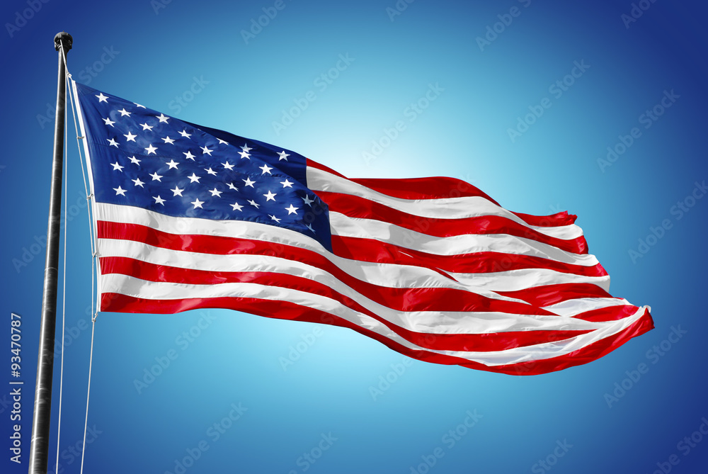 Obraz premium American flag on blue sky