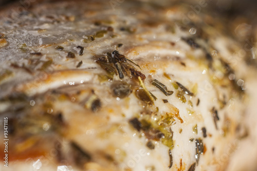 Close-up of roasted pork tenderloin