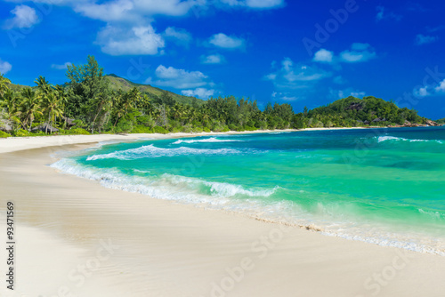 Anse Kerlan - Tropical beach in Seychelles  Praslin