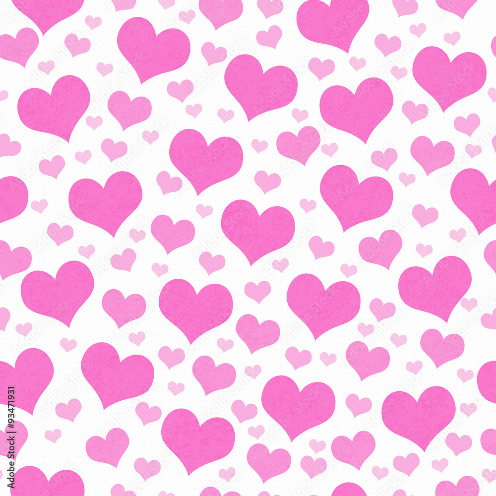 Pink and White Hearts Tile Pattern Repeat Background