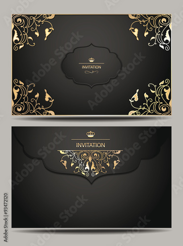 Invitation black and gold envelope