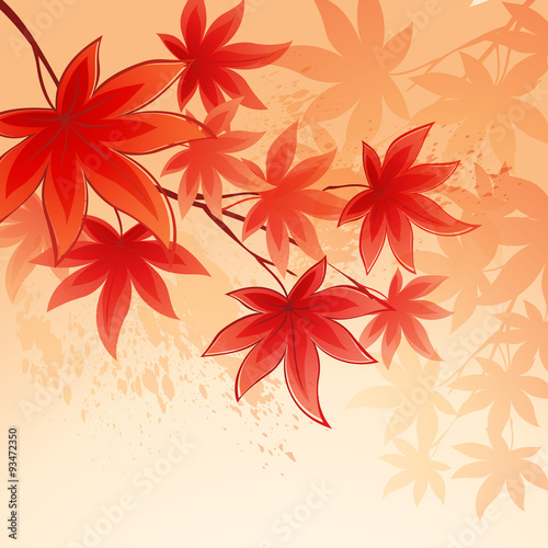 Autumn leaves  background of  sky. Vector illustration
