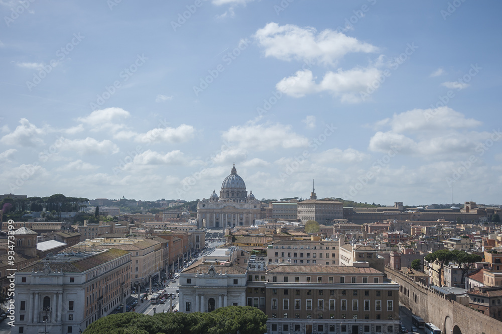 View of San Peter basilica, Rome, Italy.