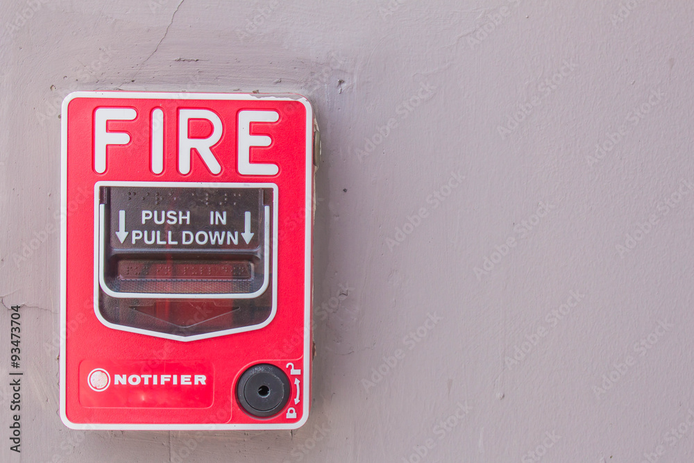 fire alarm at the wall on building. fire alarm at the wall on building.