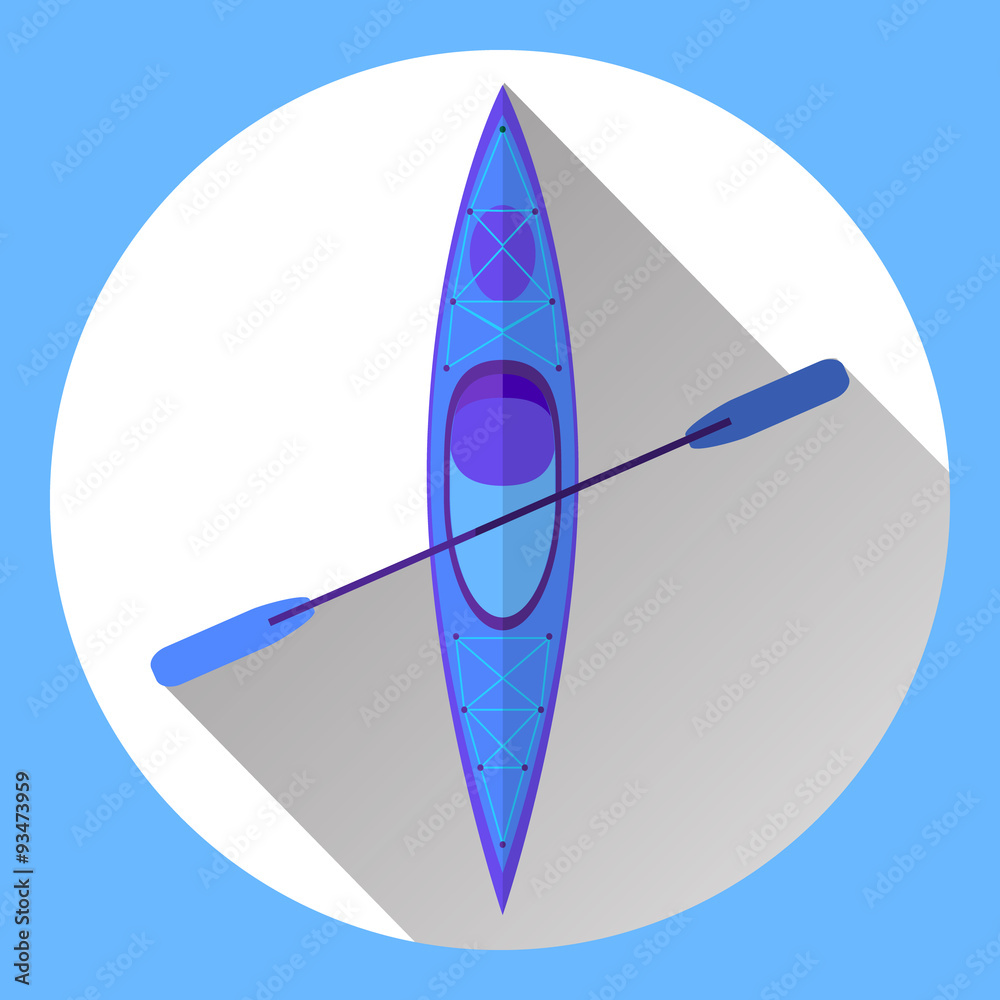 Kayak and paddle square icon. Vector illustration of Outdoor activities elements - kayak and rowing oar. Kayak isolated, sea kayak Kayak and paddle square icon. Vector illustration of Outdoor activities elements - kayak and rowing oar. Kayak isolated, sea kayak