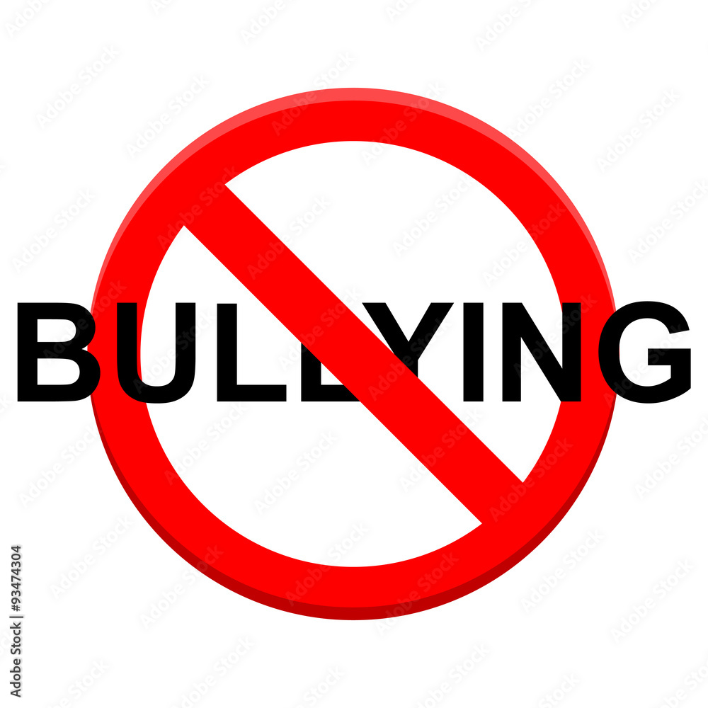 Icono plano prohibido texto BULLYING Icono plano prohibido texto BULLYING