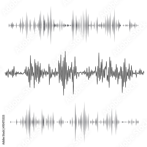 Vector music sound waves set. Audio sound equalizer technology, pulse musical. Vector illustration