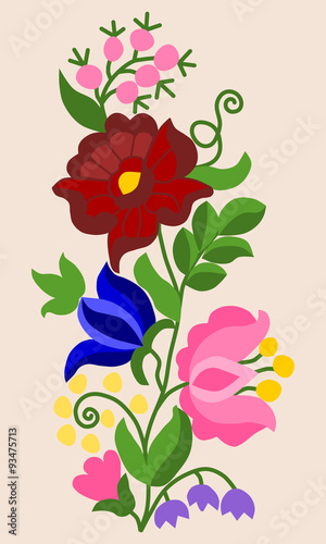 Traditional Hungarian embroidery pattern with flowers
