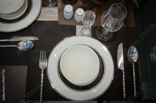 dining set with white dish