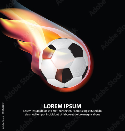 Isolated Fire Soccer Ball or Football on Fire Flame