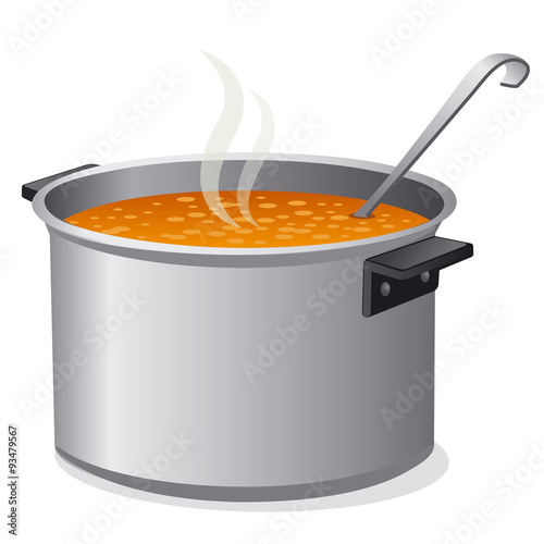 hot soup in pan photo