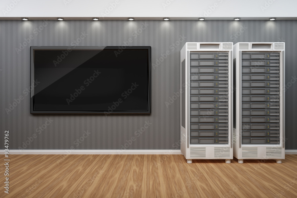 Fototapeta premium 2 Webserver und Display vor einer Wand