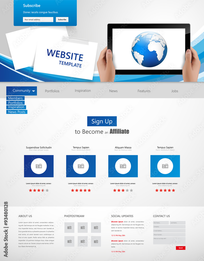 Corporate Blue Website template, Design Eps 10 Corporate Blue Website template, Design Eps 10