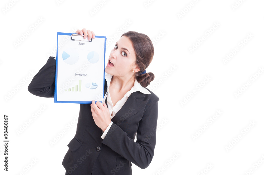 Sales woman or marketing manager presenting financial analysis Sales woman or marketing manager presenting financial analysis