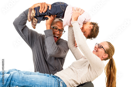 Interracial family is having fun. photo