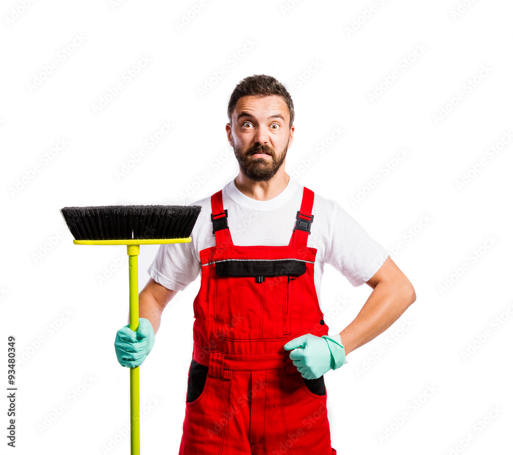 Young handsome cleaner