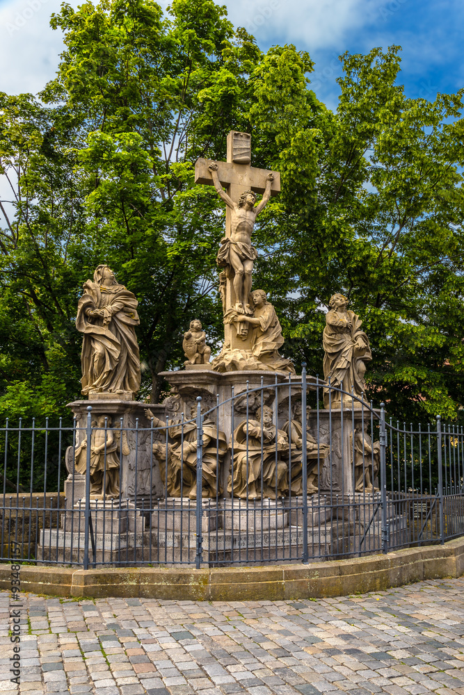 Bamberg. Crucifixion - a sculptural group on the upper bridge, 1715