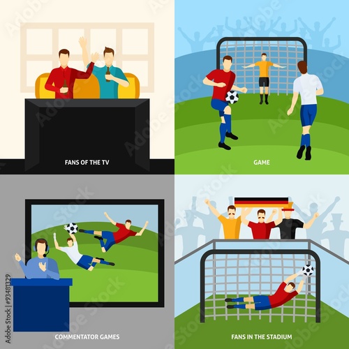 Soccer 4 flat icons square composition