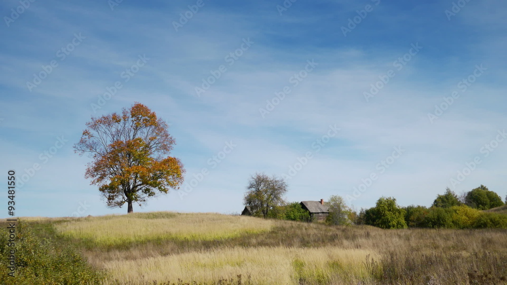 Time lapse shot of autumn landscape with rural wooden house
Time lapse shot of autumn landscape with rural wooden house