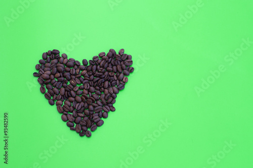 heart shape of coffee beans
