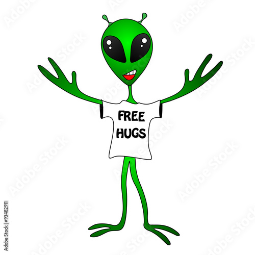 funny green alien vector illustration